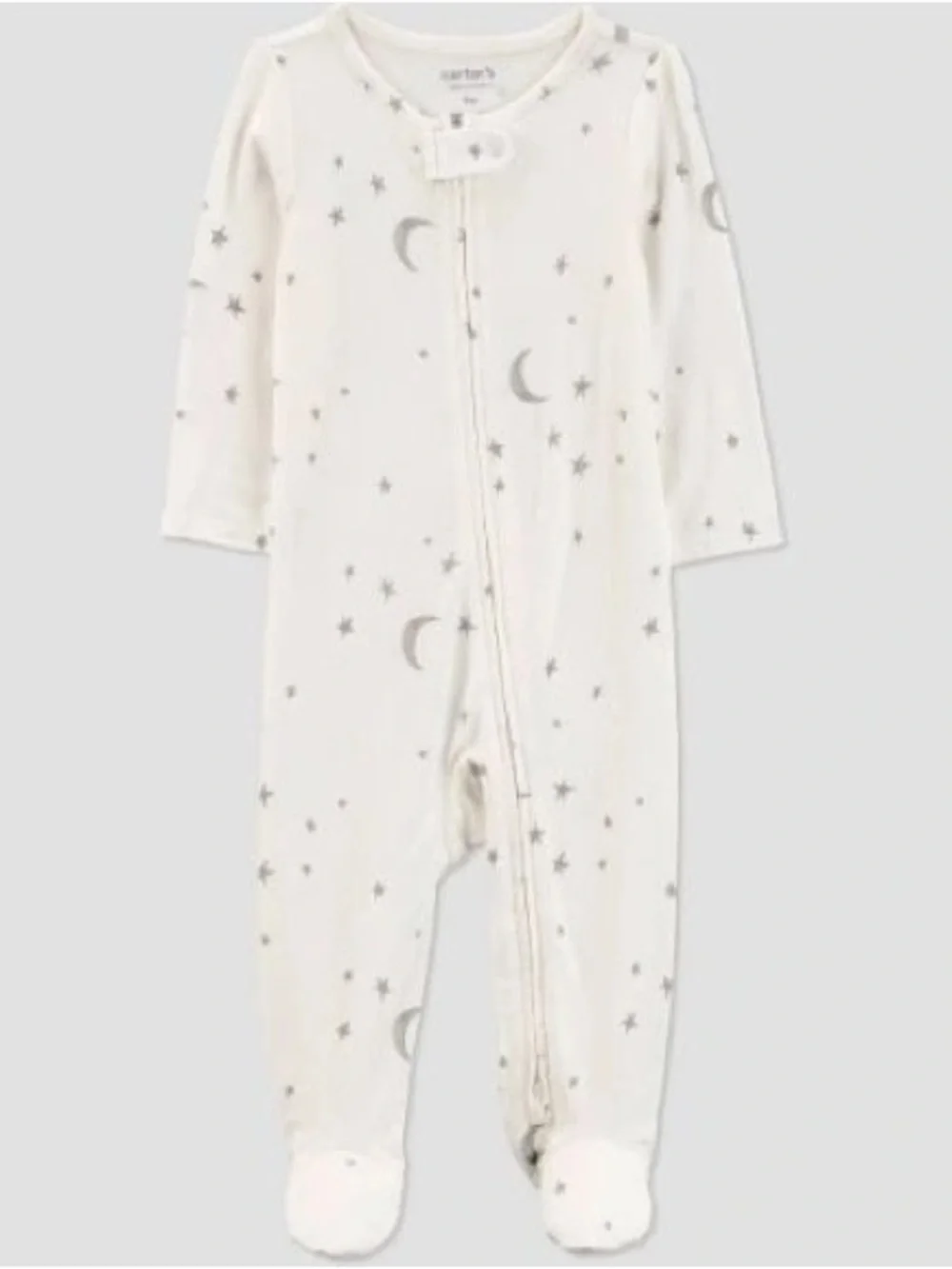 Carter's Cream White Moon & Star Zip Footed One-Piece